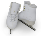 Belati Giglio Women’s Figure Ice Skates Made in Italy 341 Top view of Belati Giglio skates showing toe picks and Princess blade etching