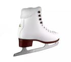 Botas Stella white figure skate rear view with plush collar and brown stacked heel