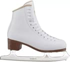 Jackson Ultima Artiste JS1790 Women’s and Girls’ Figure Skates 11 Jackson Ultima Artiste JS1790 figure skate, outside view: white boot with tan topline, stitched quarter panels, brown PVC outsole and heel, Mark IV blade with toe pick