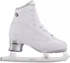 Jackson Ultima Softec Elite ST7200 Women’s Ice Skates / White 13 White Jackson Softec Elite ST7200 skate, outside view showing the Softec badge, white lace hooks and Mark II blade