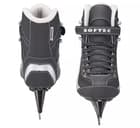 Front and back views of the Softec Sport ST6102, showing the JACKSON heel tab, cream plush collar and hockey runners with no toe pick
