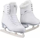 Jackson SoftSkate JS180 in Fleece: white boot with a plush white fleece collar and Ultima Mark I blade