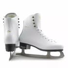 BOTAS Dagmar VERTIGO Women’s and Girls’ Figure Skates 13 Back view of a BOTAS Dagmar VERTIGO skate showing the padded collar, back-seam piping and stacked-look graphite heel