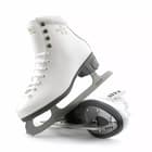 Botas Stella Sport skates, one resting on the graphite sole showing the blade mounting