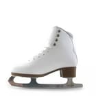 BOTAS Cindy Women’s and Girls’ Figure Skates 17 BOTAS Cindy white figure skate from the inner side, showing the padded ankle, vent holes and stacked brown heel