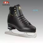 BOTAS Cezar Men’s and Boys’ Figure Skates 11 Botas Cezar black figure skate side view with gold Cezar lettering and lace hooks
