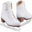Jackson Ultima Artiste JS1790 Women’s and Girls’ Figure Skates 7 Jackson Ultima Artiste JS1790 figure skates, pair: white boots with tan padded topline, gold Jackson Artiste tongue logo, brown PVC heels and chrome Ultima Mark IV blades