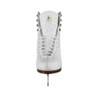 BOTAS Dagmar Women’s and Girls’ Figure Skates 8 BOTAS Dagmar figure skate from the front: felt-lined tongue with gold botas logo and vent holes, white laces and brass hooks