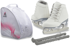 Jackson Softec Diva Ice Skate Bundle — Skate guards + skate bag 8 Jackson Ultima Recreational Women's Figure Ice Skates Softec Diva DV3000 / Color: White, Adult Size: 4 Bundle with Free Bag and Guardog Skate Guards