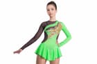 Figure Skating Dress Style A17 Black Green Italian Fabric, Handmade 305