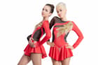 Figure Skating Dress Style A17 Black Red Italian Fabric, Handmade 236