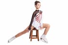 Figure Skating Dress Style A18 White Red Italian Fabric, Handmade 307 Figure Skating Dress Style A18 White Red Italian Fabric, Handmade 307