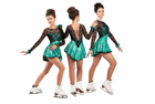 Figure Skating Dress Style A15 Turquoise Italian Fabric, Handmade 184