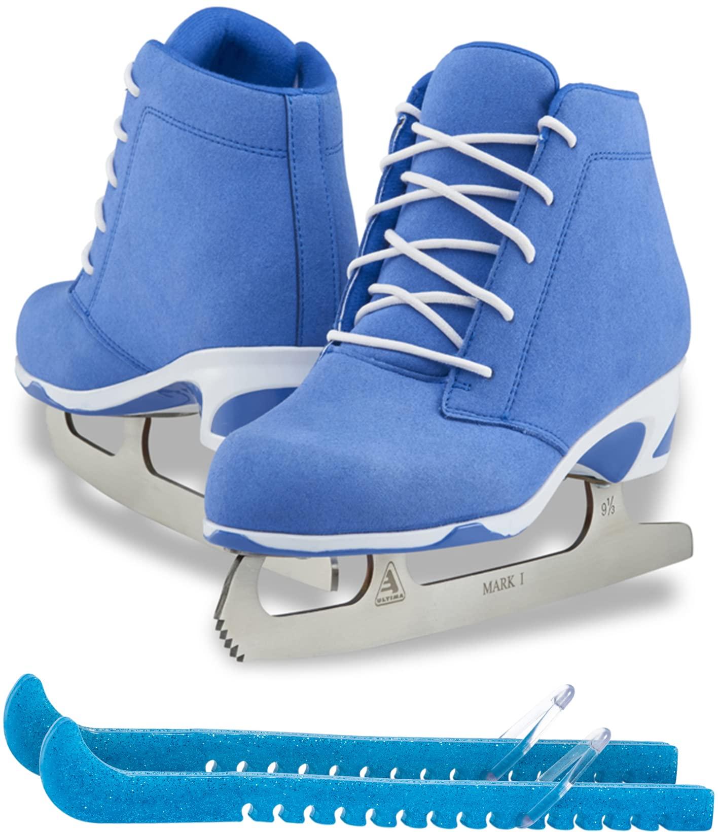 Jackson Softec Diva Ice Skate Bundle — Skate guards 2 Jackson Ultima Recreational Women's Figure Ice Skates Softec Diva DV3000 / Color: Blue, Adult Size: 4 Bundle with Free Guardog Skate Guards