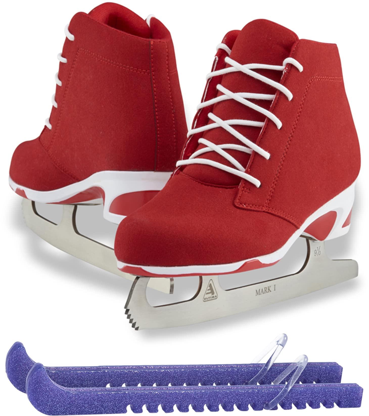 Jackson Softec Diva Ice Skate Bundle — Skate guards 4 Jackson Softec Diva ice skates in Red with Guardog 840 guards