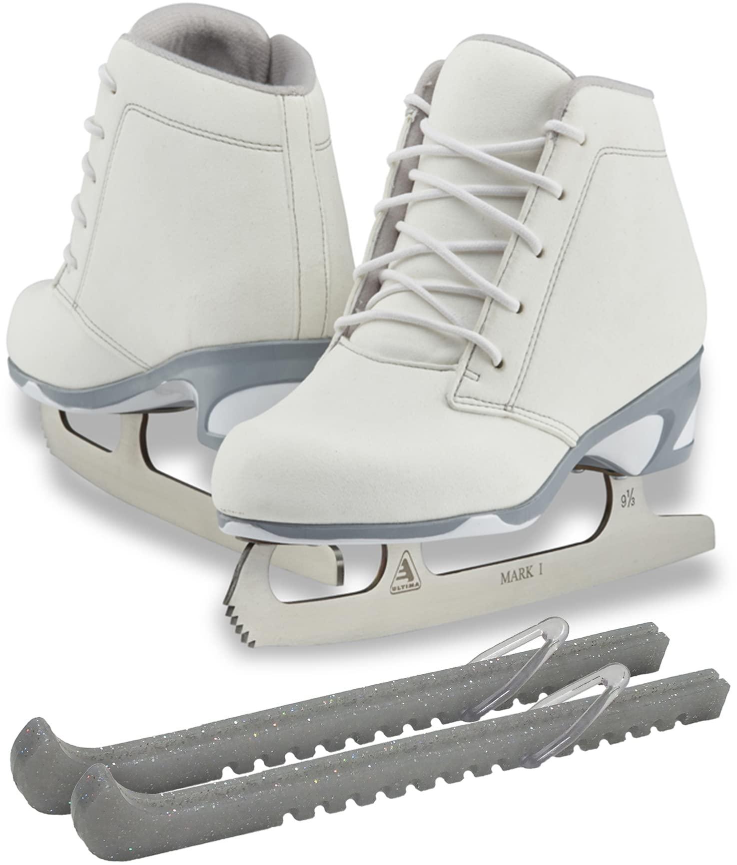Jackson Softec Diva Ice Skate Bundle — Skate guards 5 Jackson Ultima Recreational Women's Figure Ice Skates Softec Diva DV3000 / Color: White, Adult Size: 4 Bundle with Free Guardog Skate Guards