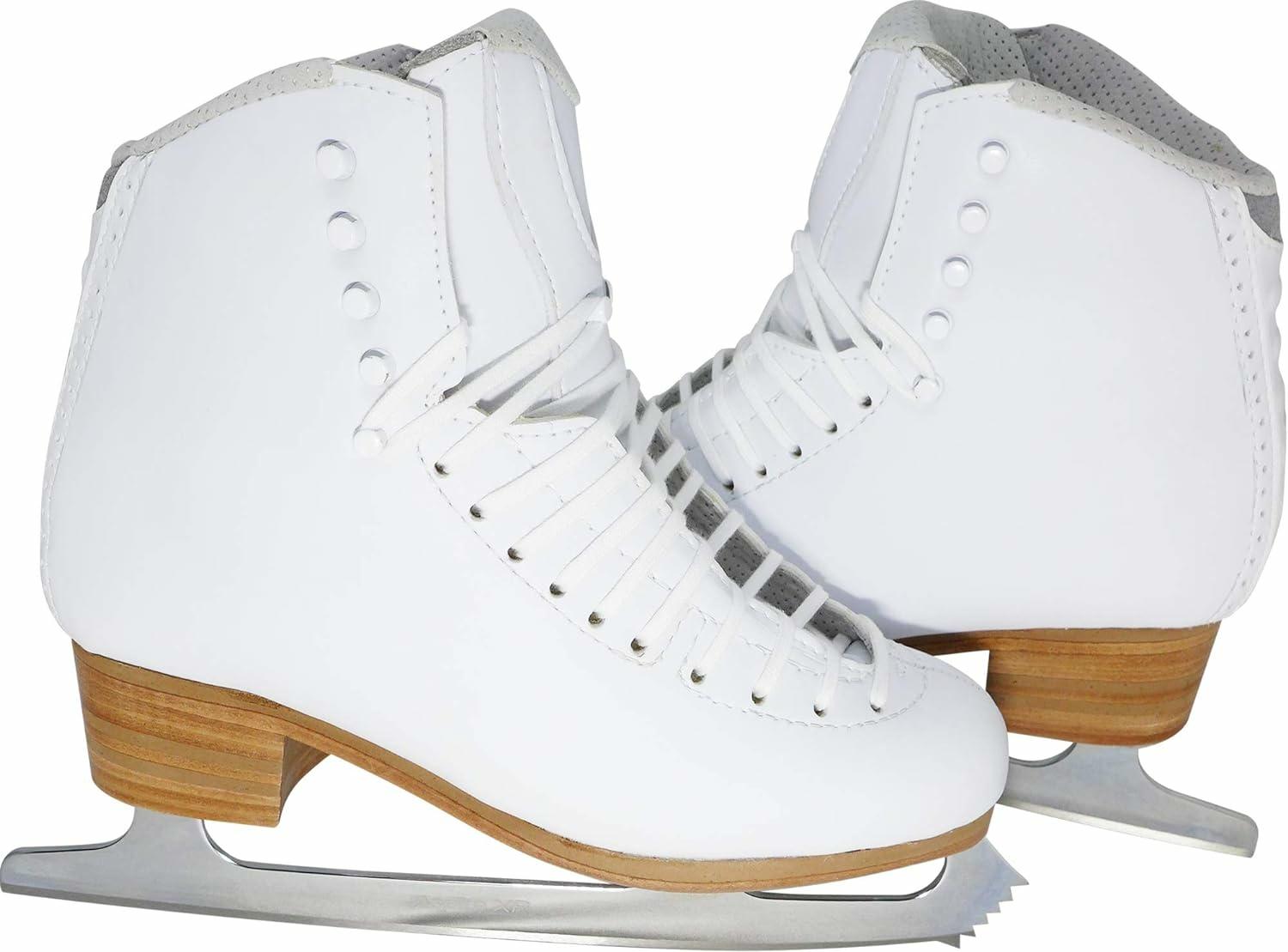 GAM Gold Label G0980 white figure skate, angled view