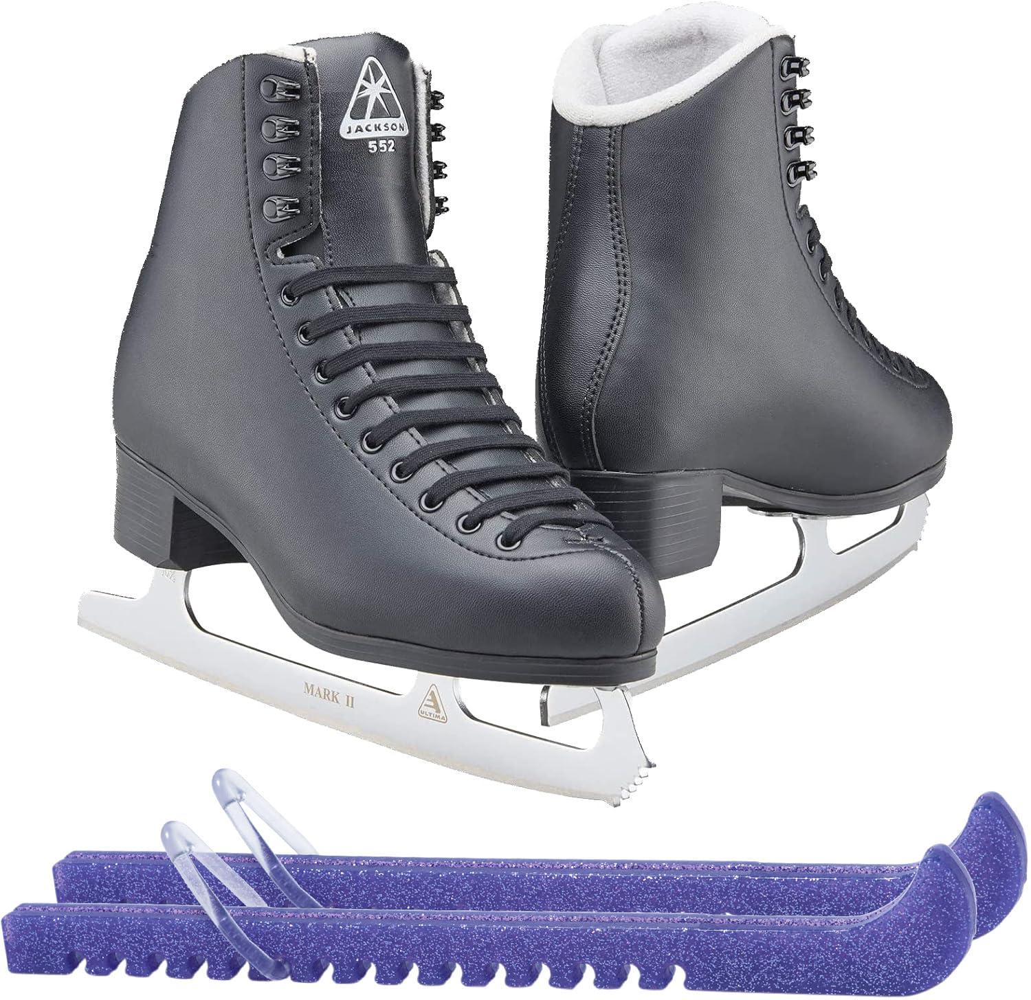 Jackson Classic 552 Ice Skate Bundle — Skate guards 2 Jackson Ultima Classic JC552 Mens/Boys Figure Ice Skates, Medium Width, Mens Size 6 Bundle with Skate Guards