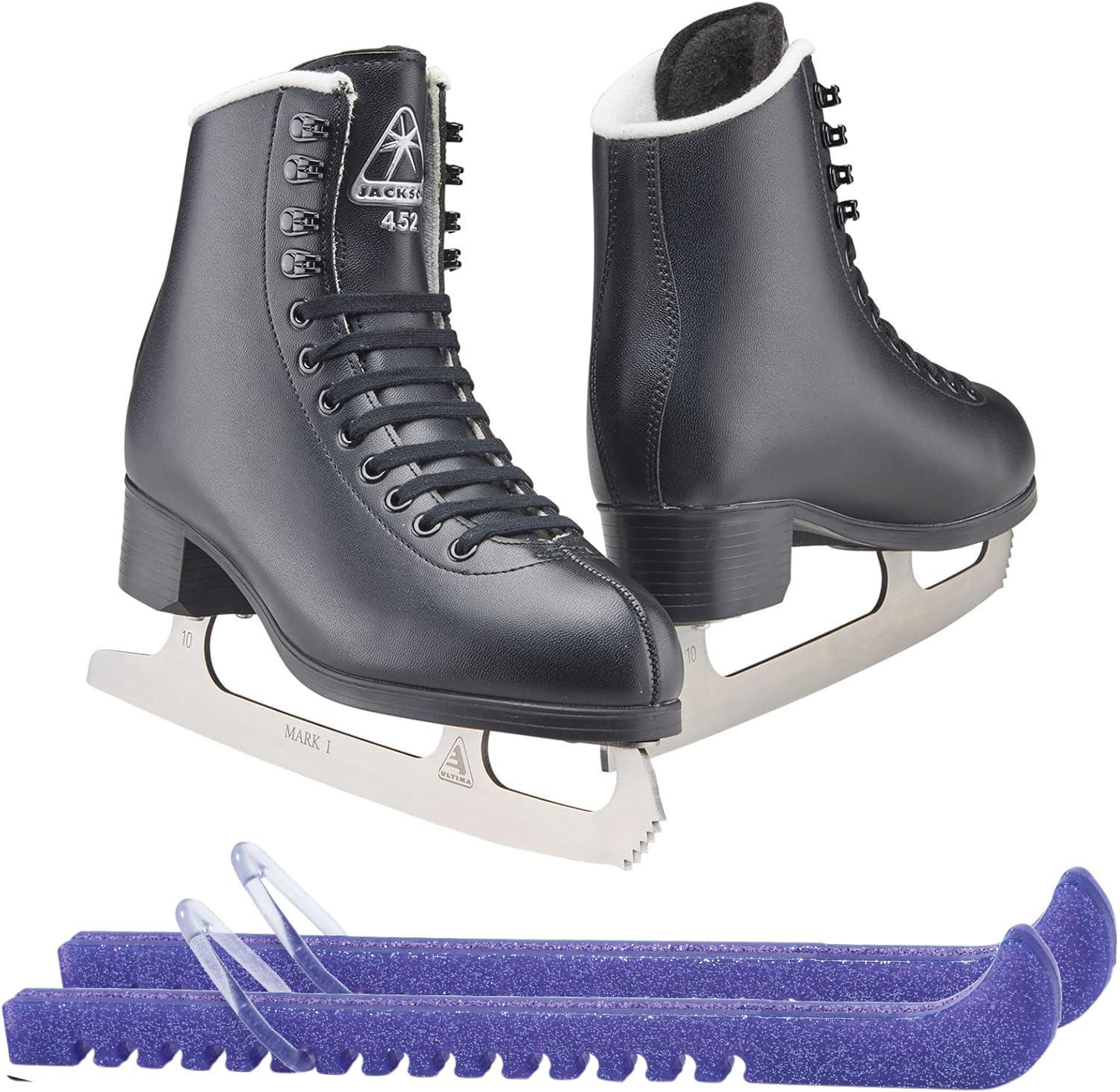 Jackson Finesse men Ice Skate Bundle — Guardog 840 guards Jackson Ultima Black Figure Ice Skates for Men/Size: Adult 6 Bundle with Skate Guards