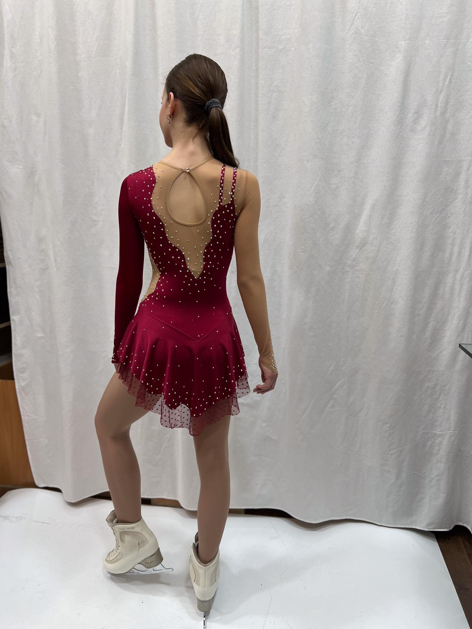 burgundy figure skating dress SGmoda Style: A23 / Bordo Color:Spruce Aura/Light Silver Kimono Women Dress Isabel Embroidered Maxi Dress The fantastic color of