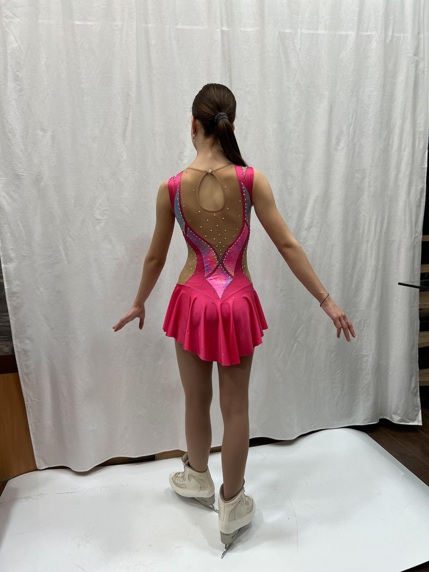 Figure Skating Dress Style A27 Pink Italian Fabric, Handmade 228 Figure Skating Dress Style A27 Pink Italian Fabric, Handmade 228