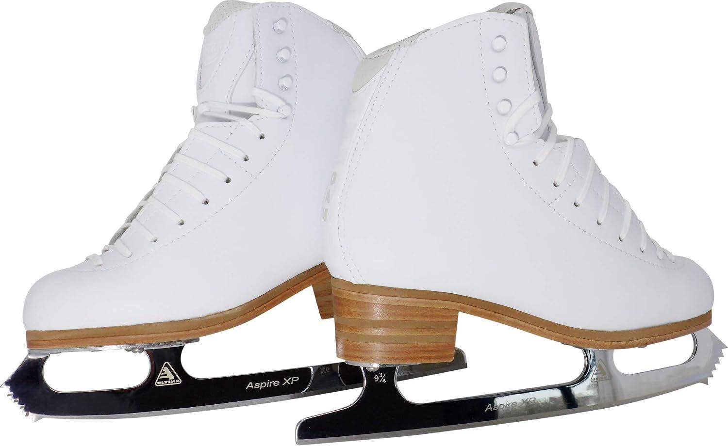 GAM Silver Label G0780 white figure skates pair with mirror-finish Aspire XP blades