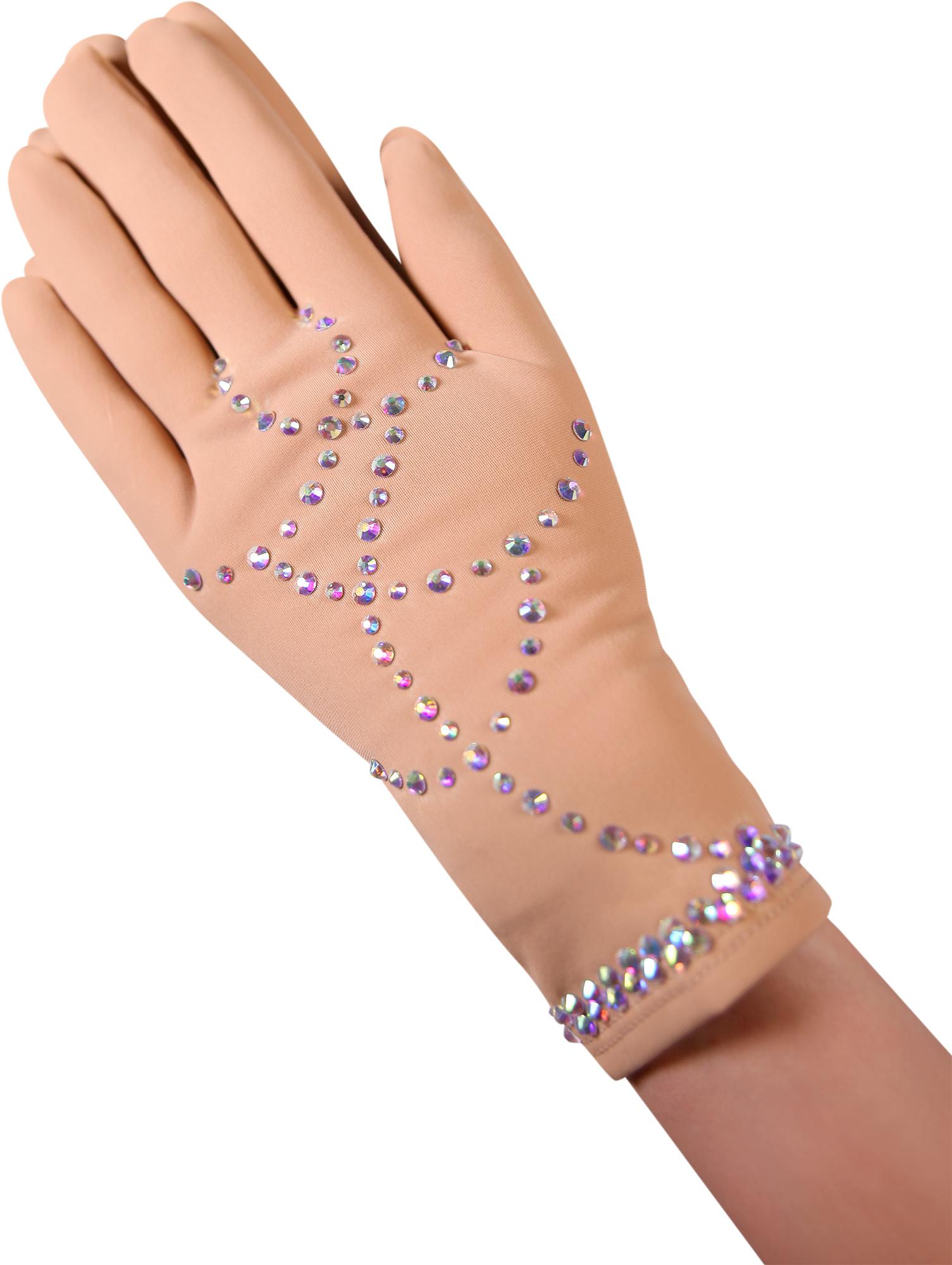 Figure Skating Gloves Style Artica/Fleece Crystals F1 Italian Fabric, Handmade 34