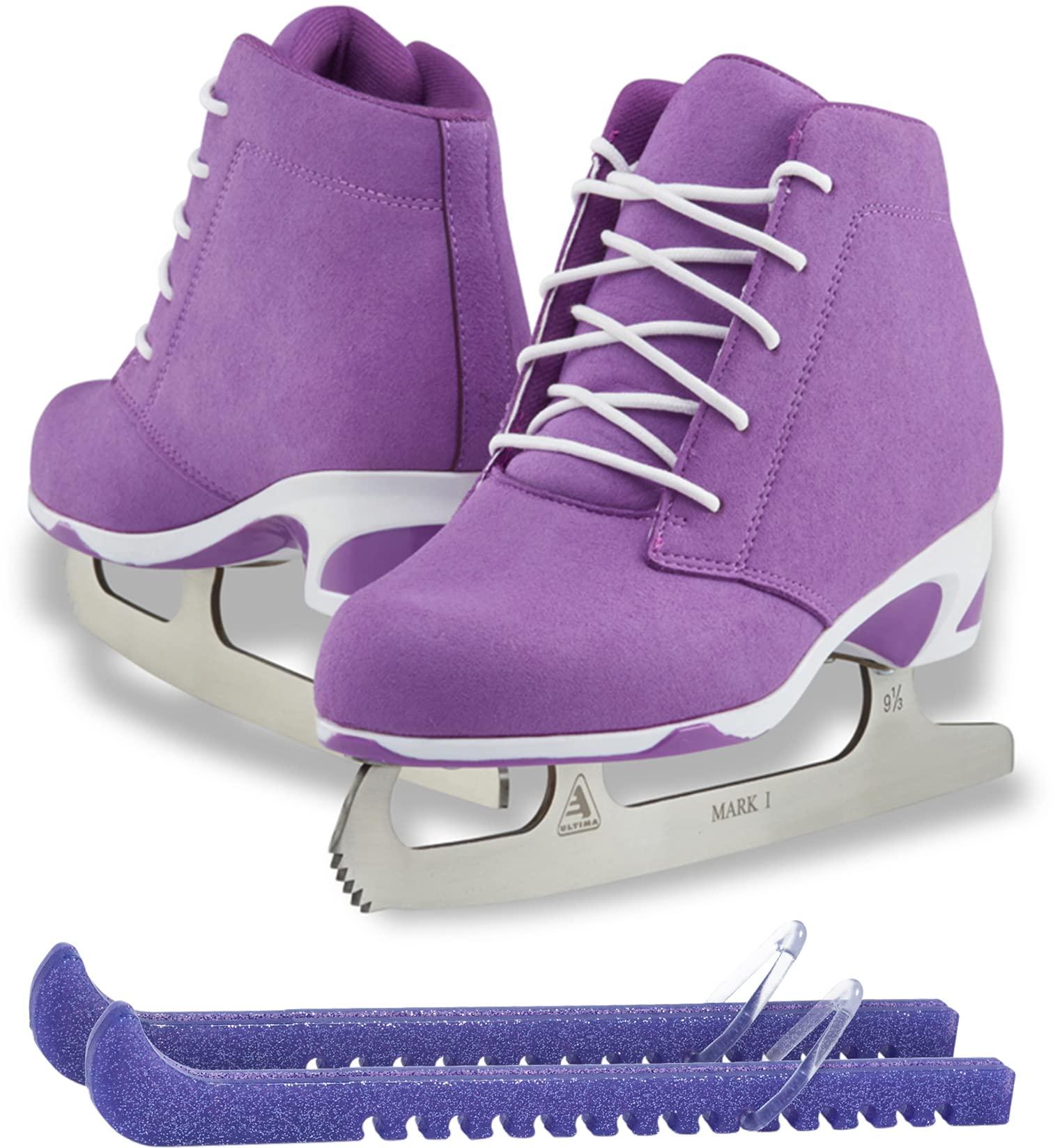 Jackson Softec Diva Ice Skate Bundle — Skate guards 3 Jackson Softec Diva ice skates in Purple with Guardog 840 guards