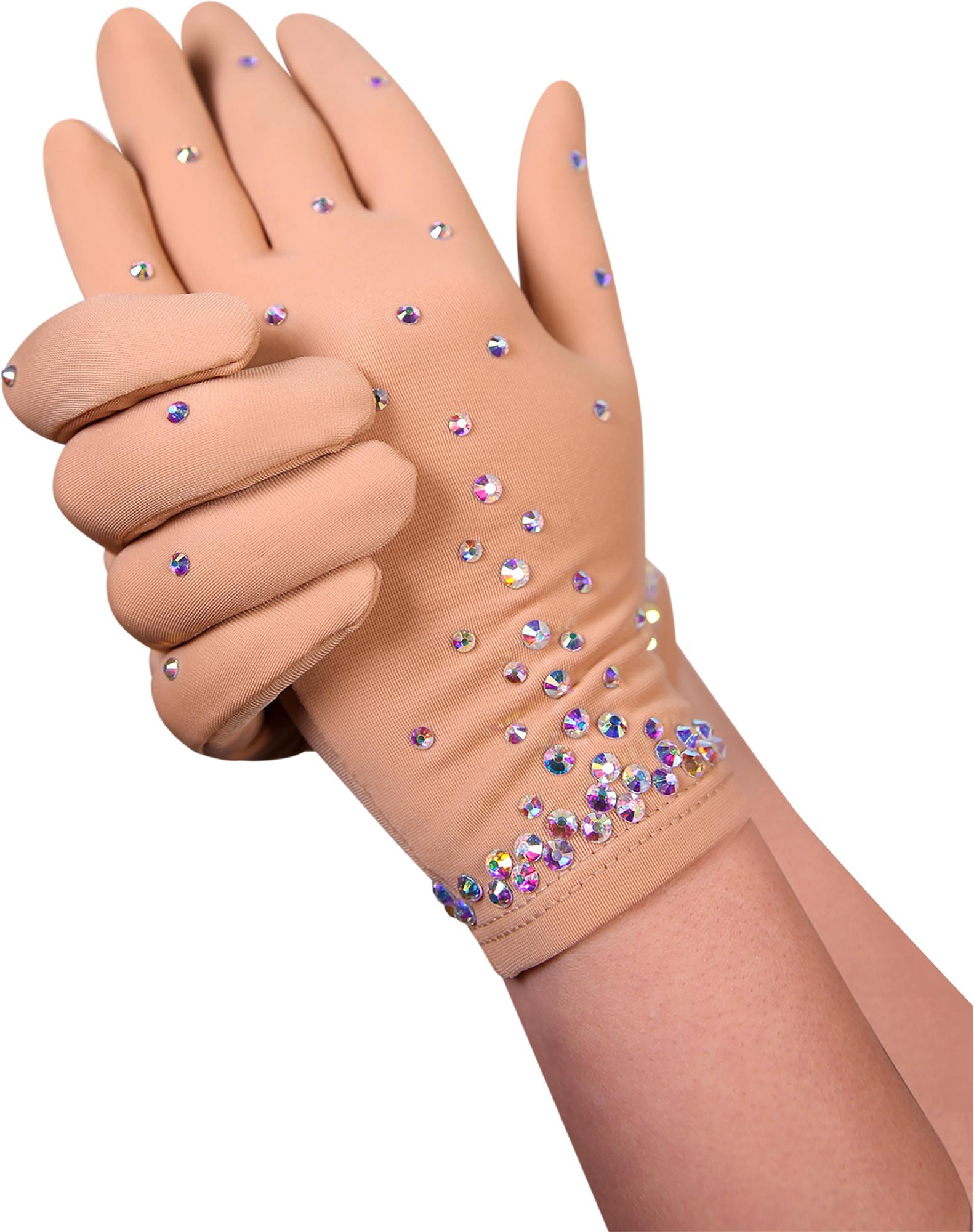 Figure Skating Gloves Style Biflex Crystals G3 Italian Fabric, Handmade 34 Figure Skating Gloves Style Biflex Crystals G3 Italian Fabric, Handmade 34