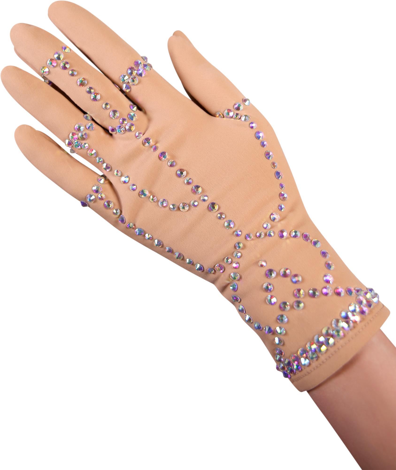 Figure Skating Gloves Style Artica/Fleece Crystals F2 Italian Fabric, Handmade 34 Figure Skating Gloves Style Artica/Fleece Crystals F2 Italian Fabric, Handmade 34