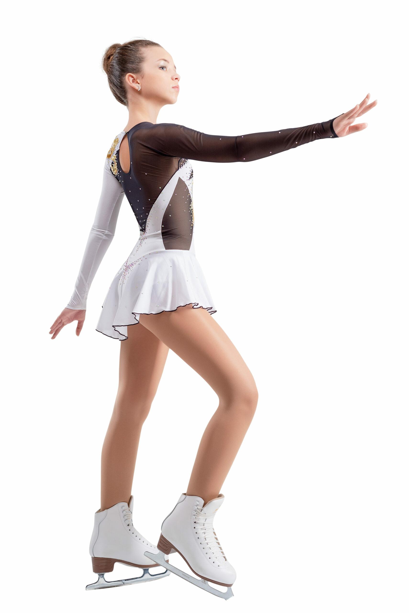 Figure Skating Dress Style A17 Black White Italian Fabric, Handmade 292