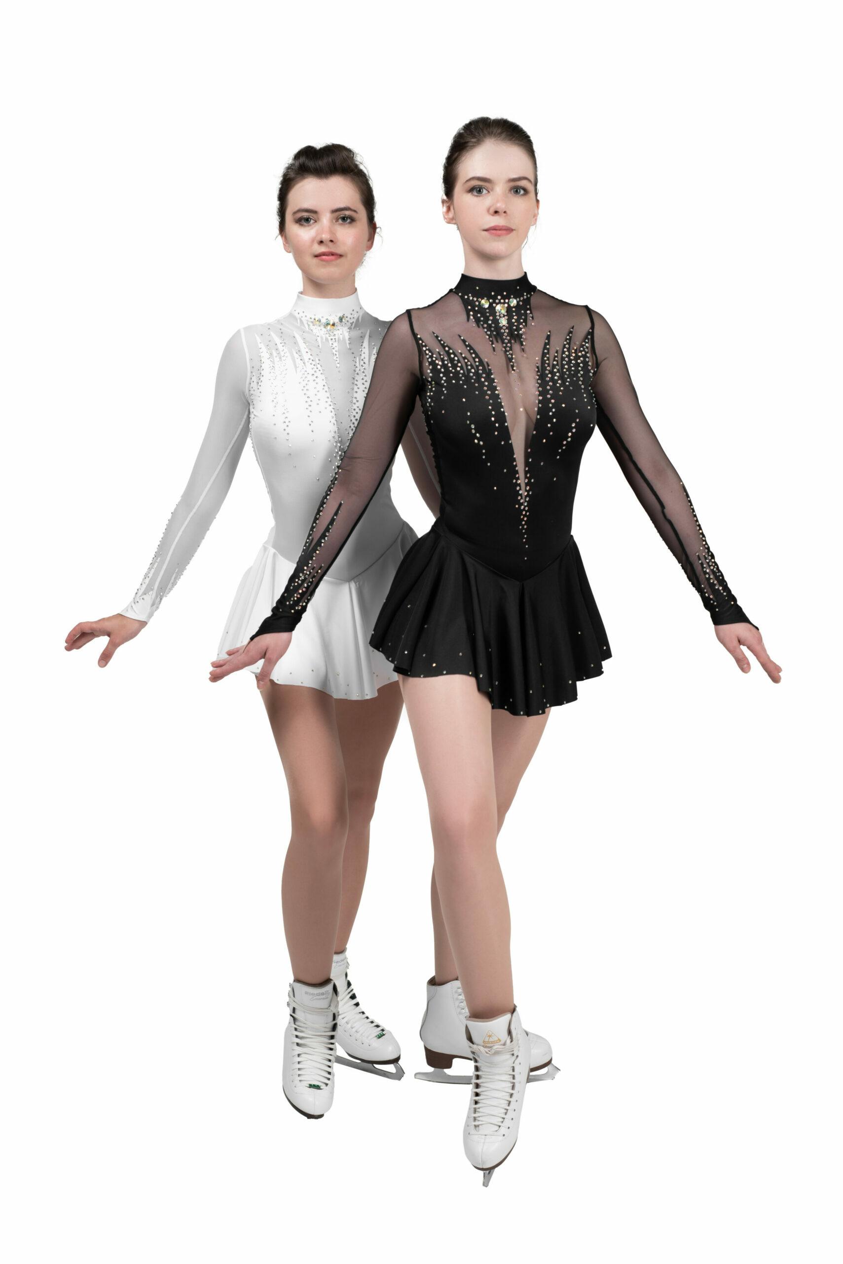 Figure Skating Dress Style A19 White Italian Fabric, Handmade 194