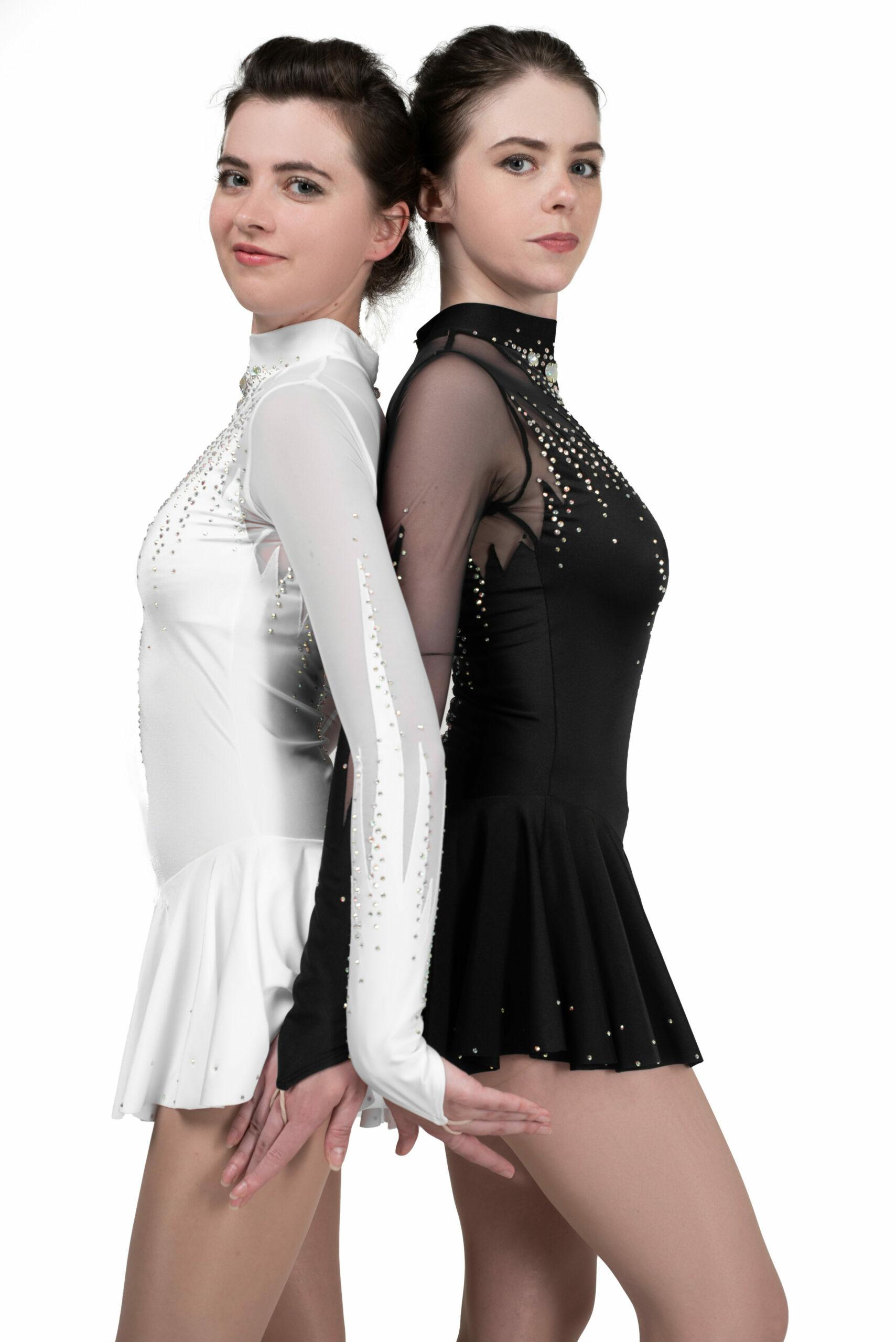 Figure Skating Dress Style A19 White Italian Fabric, Handmade 197