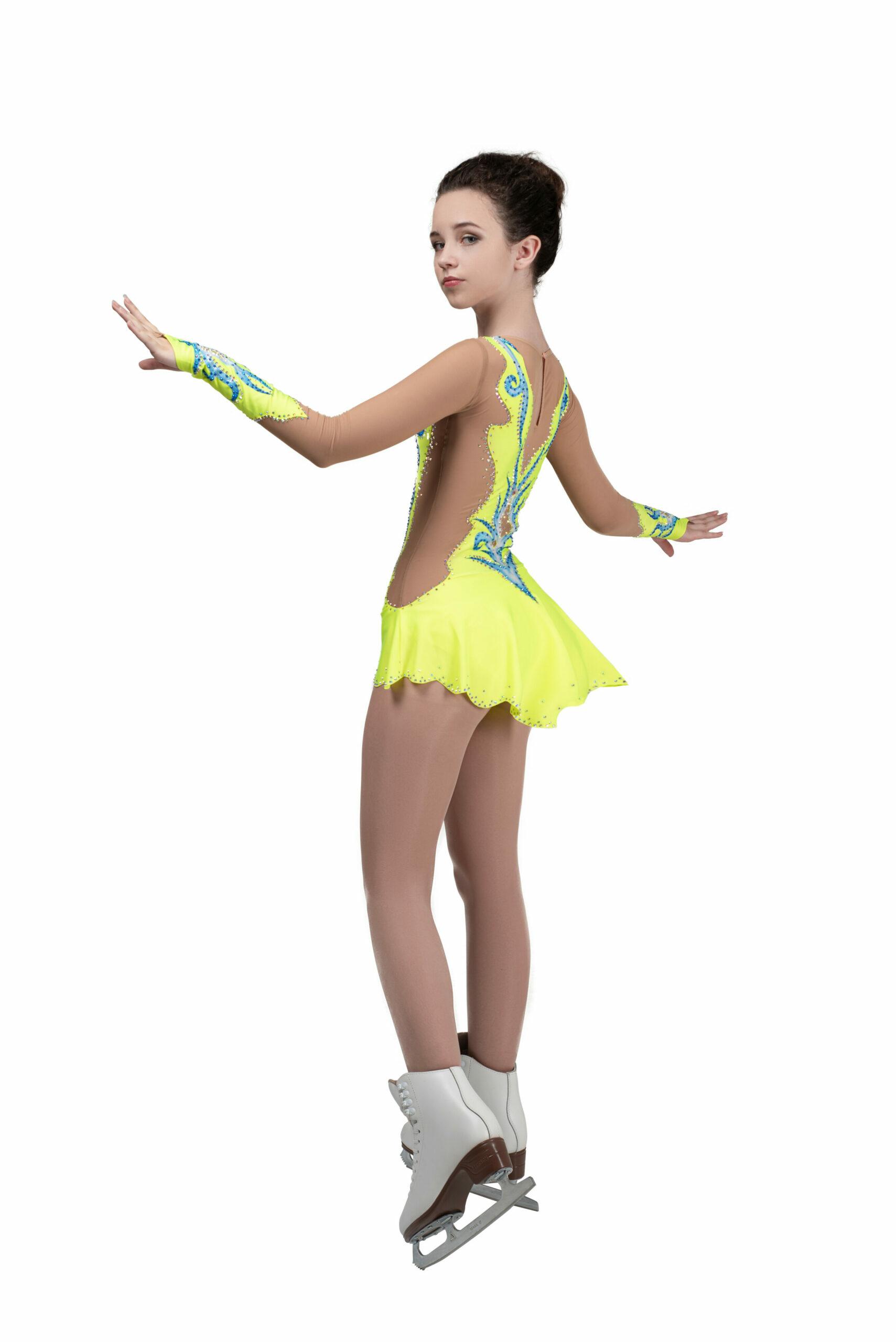 Figure Skating Dress Style A20 Yellow Italian Fabric, Handmade 196