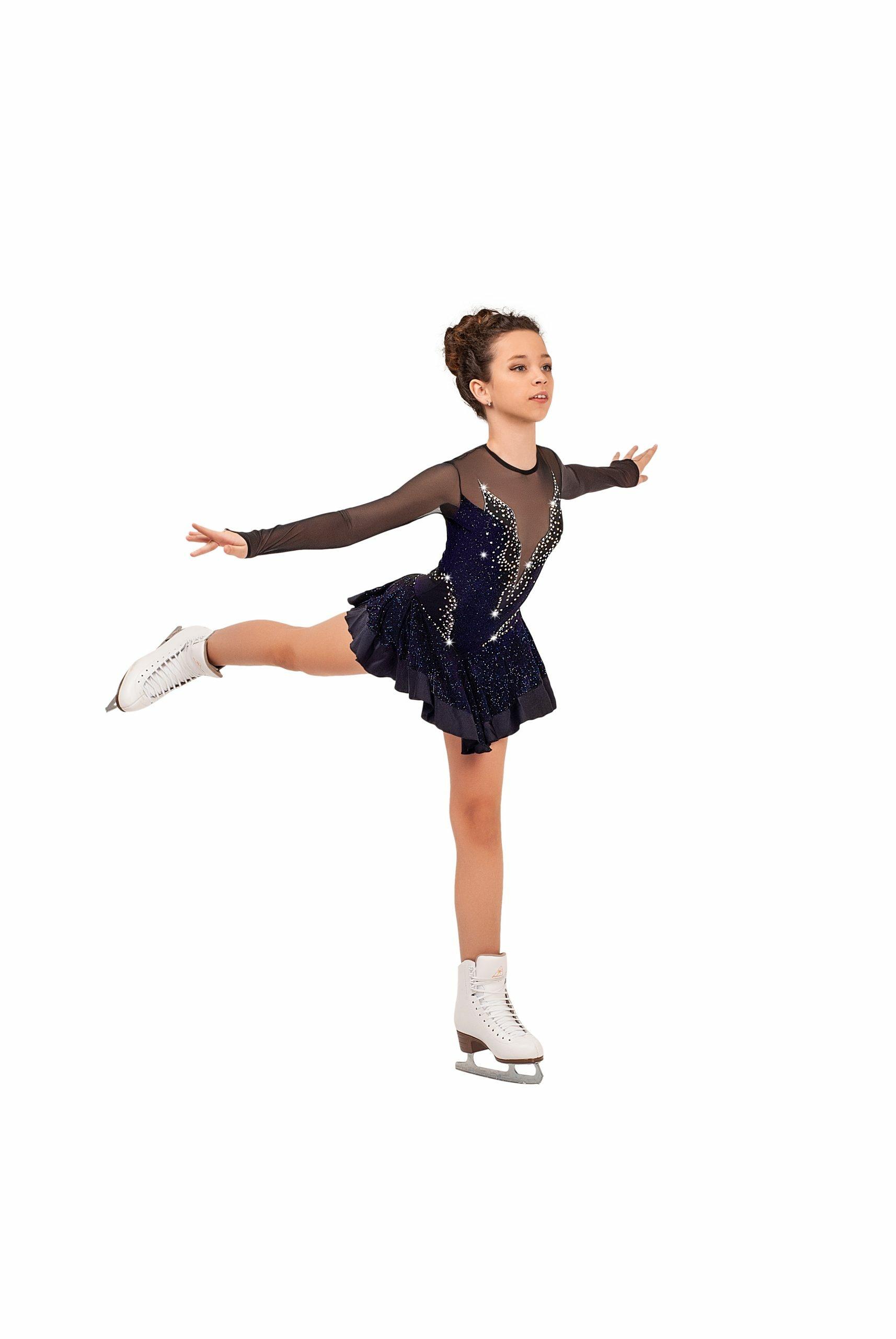Figure Skating Dress Style A14 Black Blue Italian Fabric, Handmade 230 Figure Skating Dress Style A14 Black Blue Italian Fabric, Handmade 230