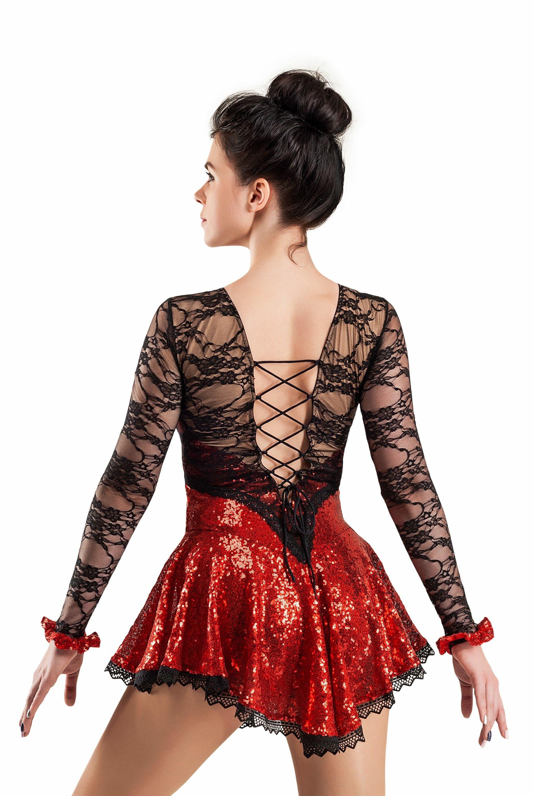 Figure Skating Dress Style A15 Red Italian Fabric, Handmade 164