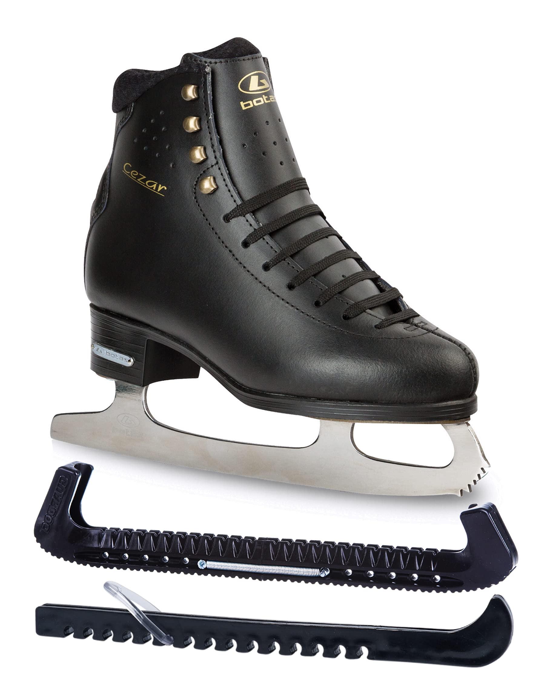 Botas CEZAR/Figure Ice Skates for Men, Boys/Size: Adult 4.5 Bundle with Skate Guards