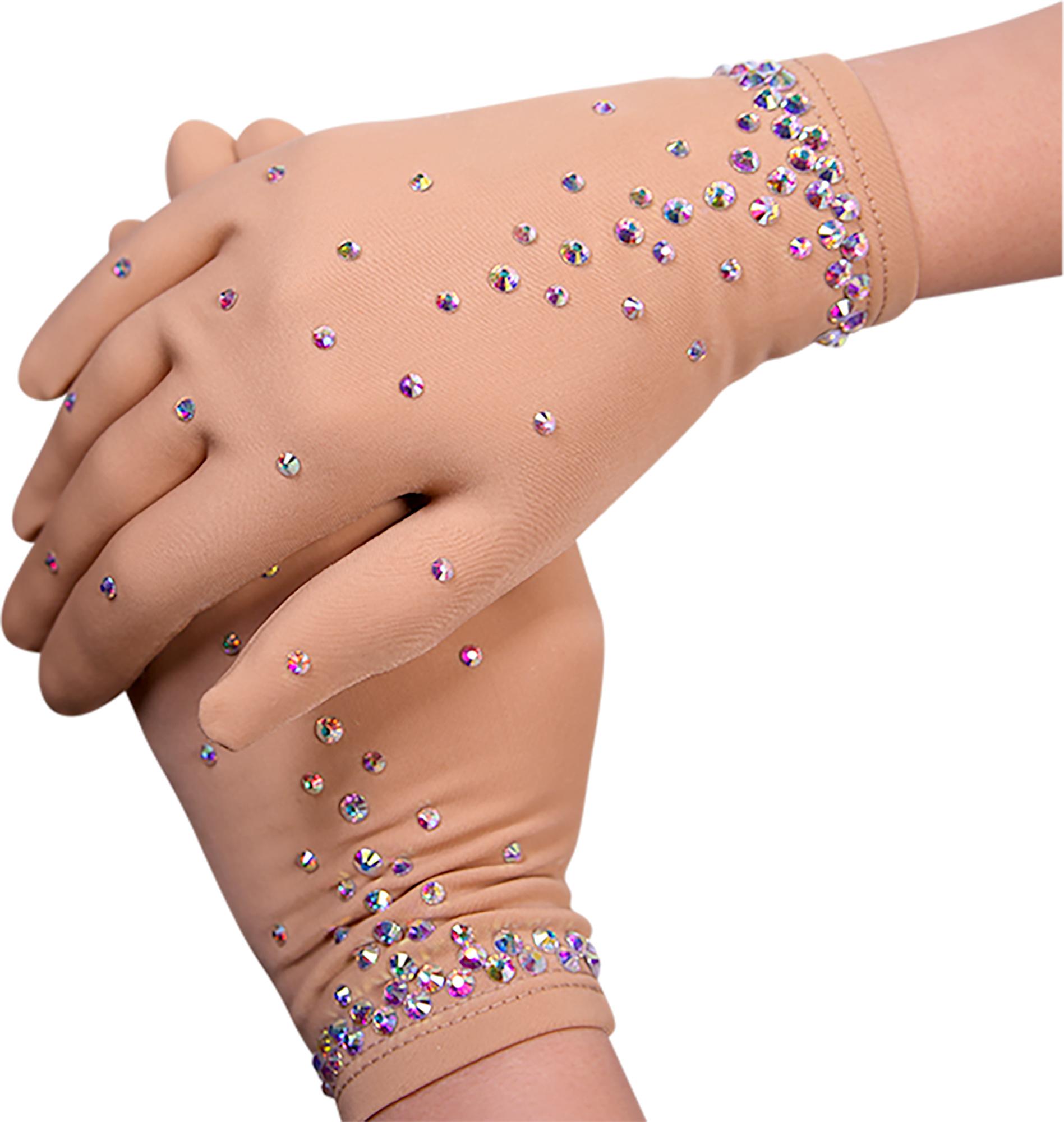 Figure Skating Gloves Style Artica/Fleece Crystals F3 Italian Fabric, Handmade 68 Figure Skating Gloves Style Artica/Fleece Crystals F3 Italian Fabric, Handmade 68