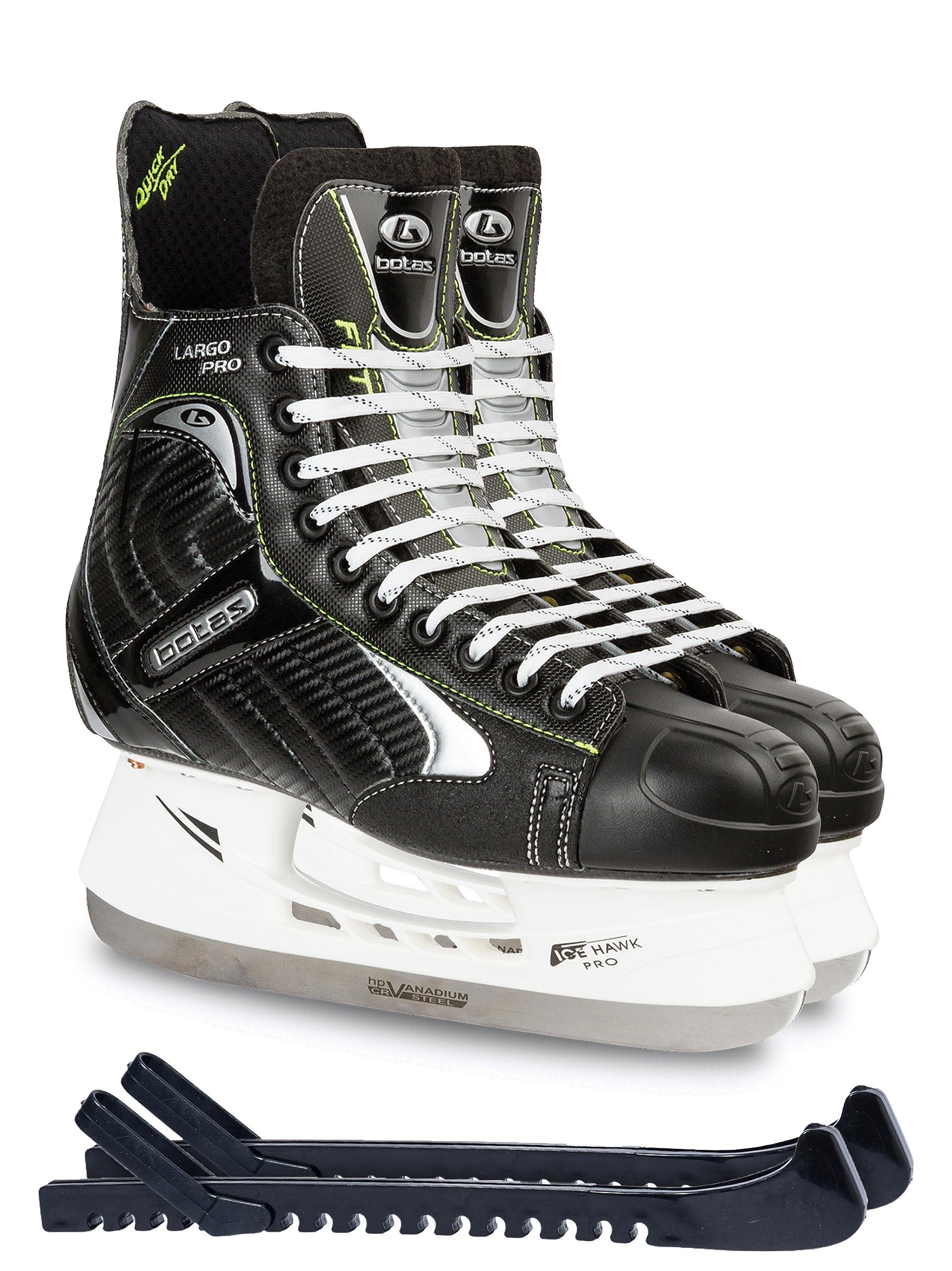Botas Largo Ice Skate Bundle — Black — Guardog 602 guards Botas - Largo 571 PRO - Men's Ice Hockey Skates | Made in Europe (Czech Republic) | Color: Black, Size Adult 7 Bundle with Skate Guards