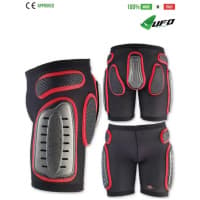 UFO PLAST Made in Italy - Padded Shorts, Hip Protection, Plastic Padded - Black with Red