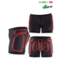 UFO PLAST Made in Italy - Soft Padded Shorts For Kids, Removable Hip and Side Protection, Black with Red