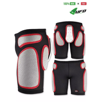 UFO PLAST Made in Italy - Soft Padded Shorts, Hip Protection, Removable Plastic Padding, White with Red