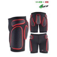 UFO PLAST Made in Italy - Soft Padded Shorts, Hip Protection, Removable Plastic Padding, Black with Red