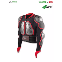 UFO PLAST Made in Italy - Predator - Safety Jacket, Full Body Armor Suit with Back Protector, Black with Red