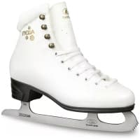 BOTAS Stella Sport white figure skate with graphite sole, gold Stella lettering and TUV GS etched Botas blade