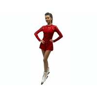 Figure Skating Dress Style A29 Red Italian Fabric, Handmade