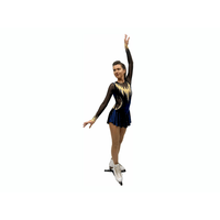 Figure Skating Dress Style A25 Blue Italian Fabric, Handmade