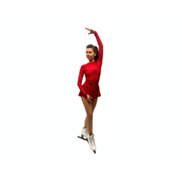 SGmoda A12 figure skating dress in Red, arm raised