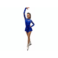 Figure Skating Dress Style A29 Blue Italian Fabric, Handmade