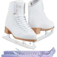 Jackson Classic JC500 Figure Ice Skates Womens 4 Bundle with Skate Guards